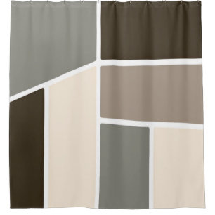 Geometric Brown, Taupe, Gray and Ivory  Shower Curtain