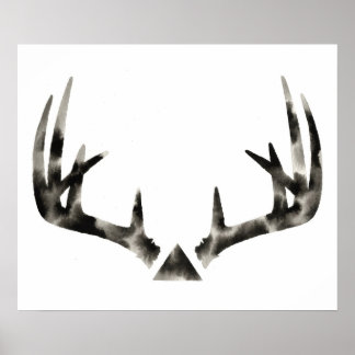 Geometric Buck Antler Watercolor Poster