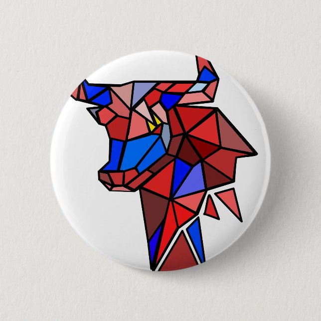 Geometric Bull Icon 6 Cm Round Badge (Front)