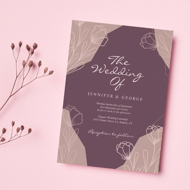Geometric burgundy cream beautiful floral wedding invitation (Geometric burgundy cream beautiful floral wedding)