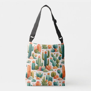 Geometric Cactus Desert Pattern Cute Stylish Flora Crossbody Bag