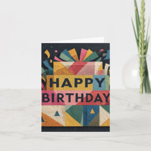 Geometric Cake Vibrant Abstract Birthday Design Holiday Card