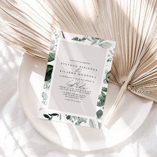 Geometric Calligraphy Greenery Spanish Wedding  Invitation