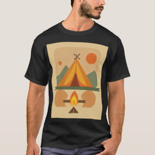 Geometric Camping Tent Sticker - Outdoor Adventure T-Shirt