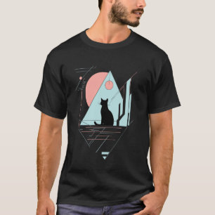 Geometric Cat Modern Minimalist Art  Cat Lover Art T-Shirt
