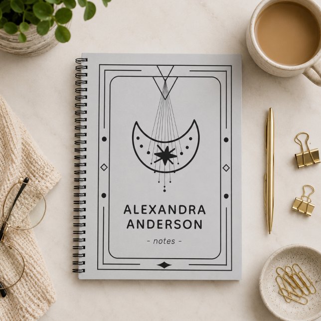 Geometric Celestial Crescent Moon  Notebook (Geometric Celestial Crescent Moon Notebook)