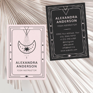 Geometric Celestial Crescent Moon Yoga Instructor Business Card