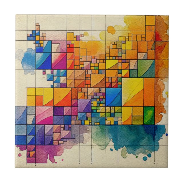 Geometric Ceramic Tile, Small (4.25" x 4.25") Ceramic Tile (Front)