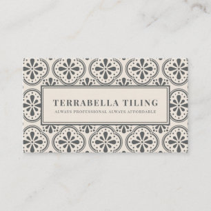 Geometric Charcoal Grey Cream Tiling Tiler Busines Business Card
