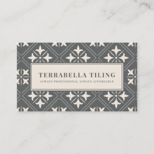 Geometric Charcoal Grey Cream Tiling Tiler Busines Business Card