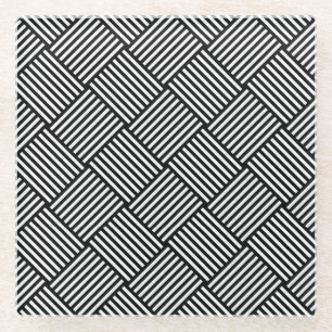 Geometric checked texture glass coaster