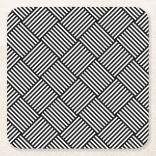 Geometric checked texture square paper coaster
