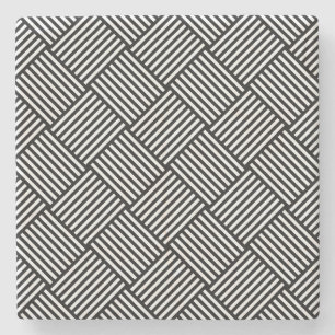 Geometric checked texture stone coaster