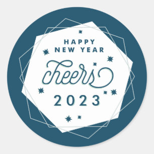 Geometric Cheer   2017 New Year Classic Round Sticker