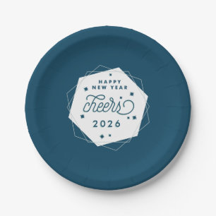 Geometric Cheer   2017 New Year's Eve Party Paper Plate