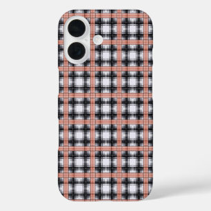 Geometric chequered pattern plaid brown iPhone 16 case