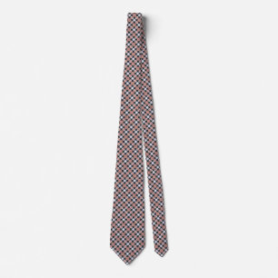 Geometric chequered pattern plaid brown tie