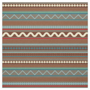 Geometric Chevron and Stripes Brown Fabric