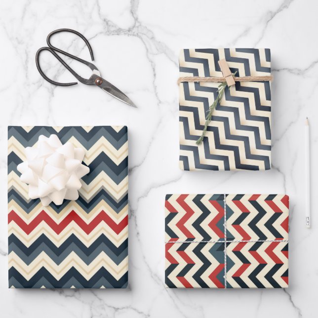 Geometric Chevron Pattern Design Wrapping Paper Sheet (Front)