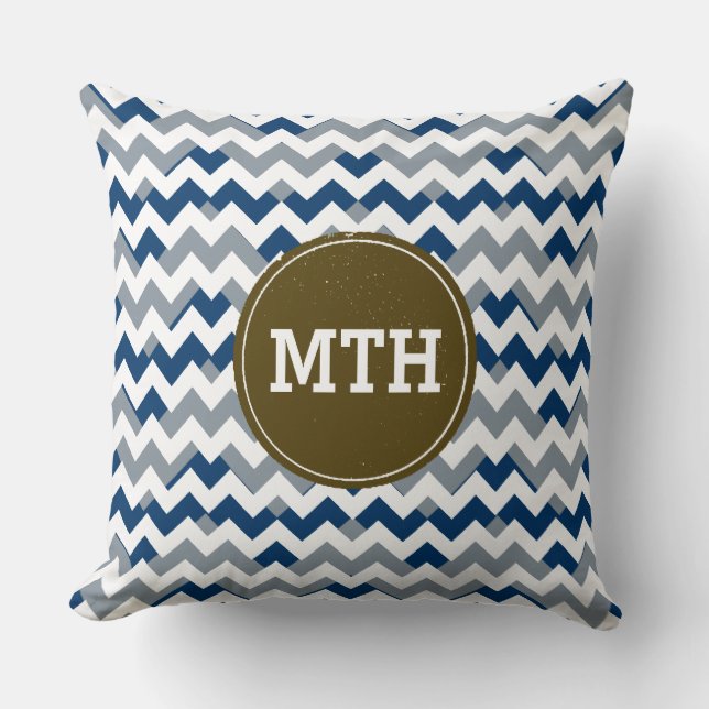 geometric chevron stripes personalized cushion (Front)