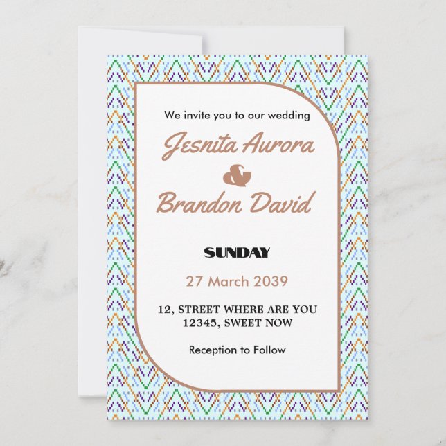 Geometric Chevron Zigzag Mosaic Seamless Pattern Invitation (Back)