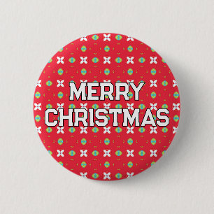 Geometric Christmas Pattern - Personalised 6 Cm Round Badge