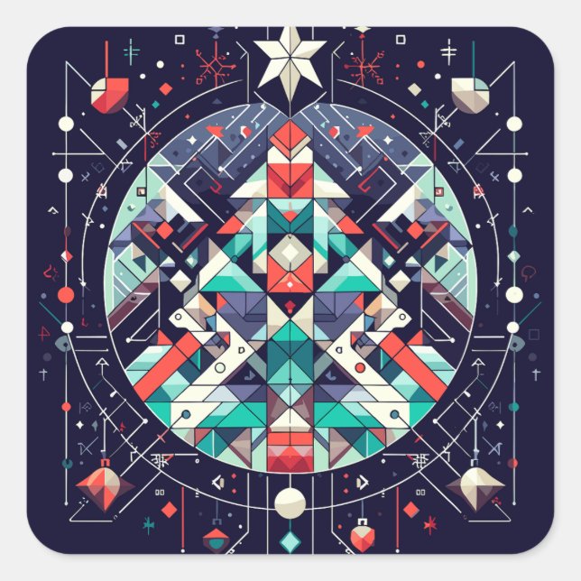 Geometric Christmas  Square Sticker (Front)