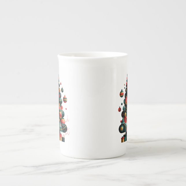 Geometric Christmas Tree Bone China Mug (Front)