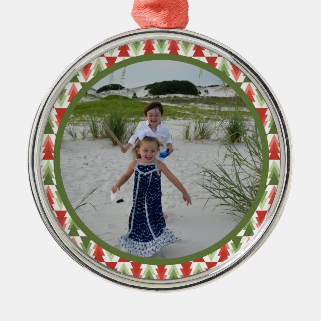 Geometric Christmas Tree Grove Metal Ornament (Front)
