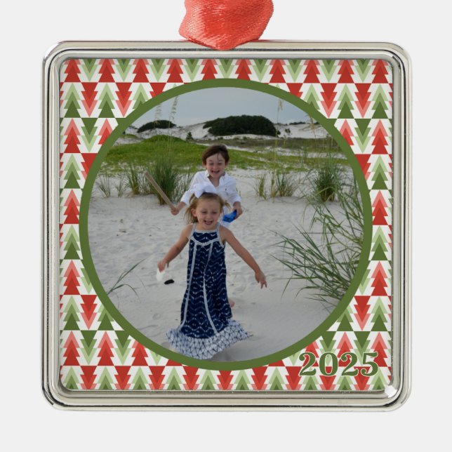Geometric Christmas Tree Grove Metal Ornament (Front)