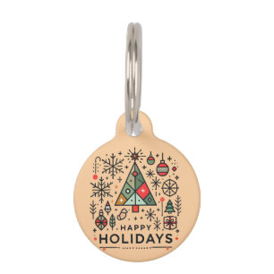 Geometric Christmas Tree Happy Holidays Festive Pet Tag