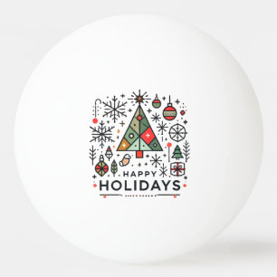 Geometric Christmas Tree Happy Holidays Festive Ping Pong Ball