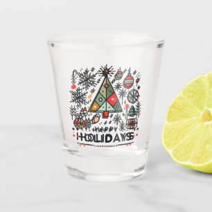 Geometric Christmas Tree Happy Holidays Festive Shot Glass