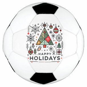 Geometric Christmas Tree Happy Holidays Festive Soccer Ball