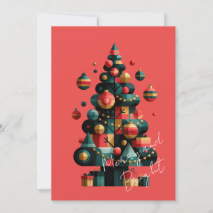 Geometric Christmas Tree Invitation