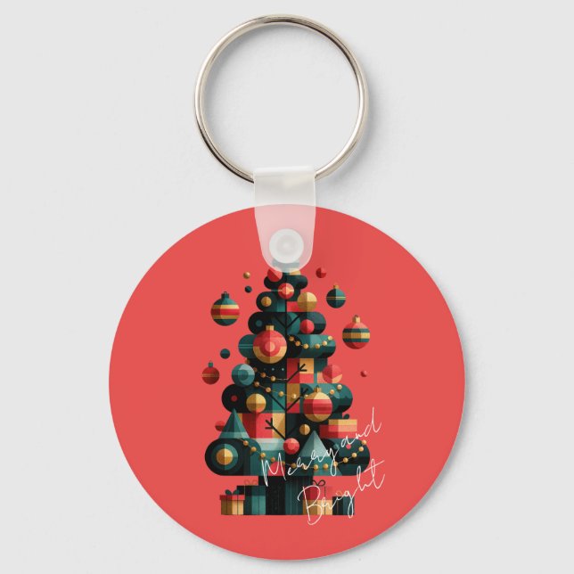 Geometric Christmas Tree Key Ring (Front)