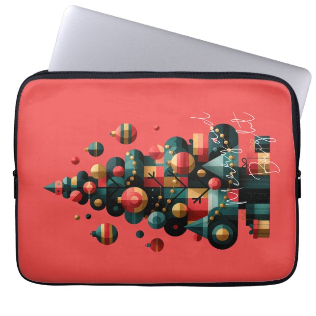 Geometric Christmas Tree Laptop Sleeve (Front)