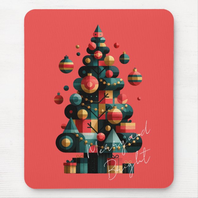 Geometric Christmas Tree Mouse Pad (Front)