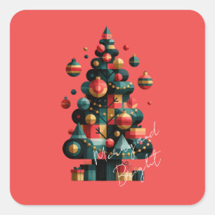 Geometric Christmas Tree Square Sticker