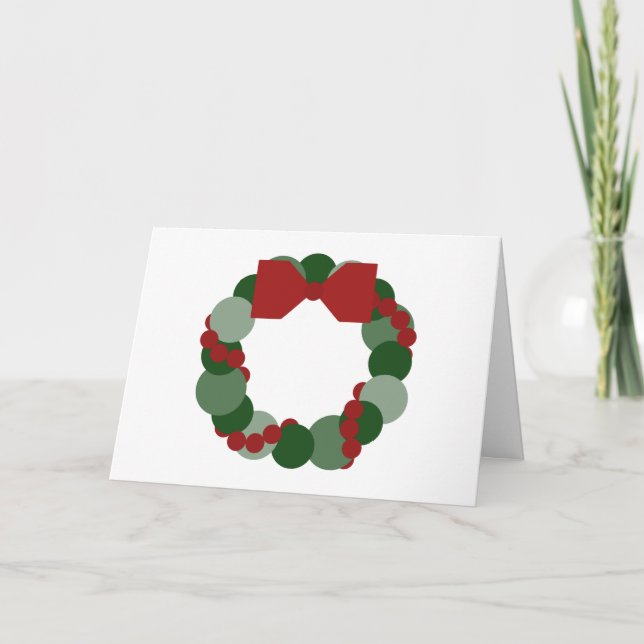 Geometric Christmas Wreath Holiday Card (Front)