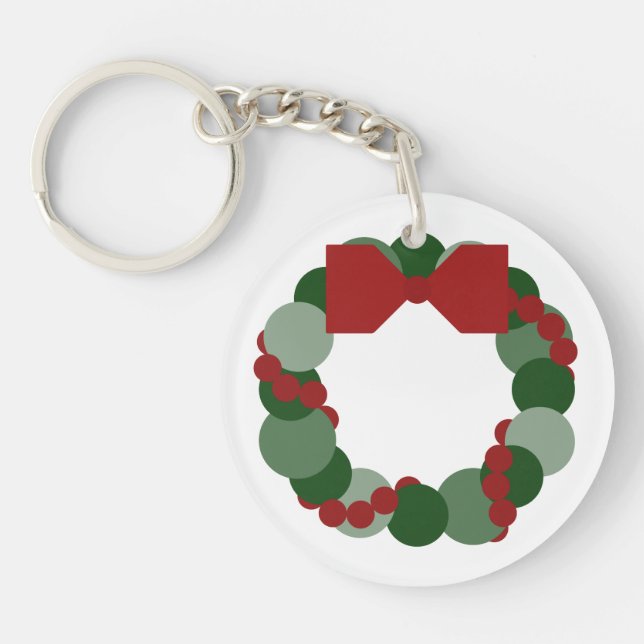 Geometric Christmas Wreath Key Ring (Front)