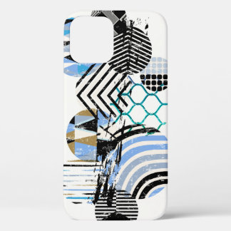 Geometric circle background: grunge texture. iPhone 12 case
