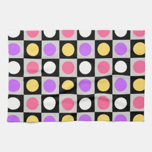 Geometric Circle Dots Pattern Tea Towel