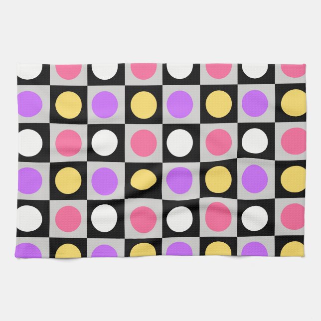 Geometric Circle Dots Pattern Tea Towel (Horizontal)