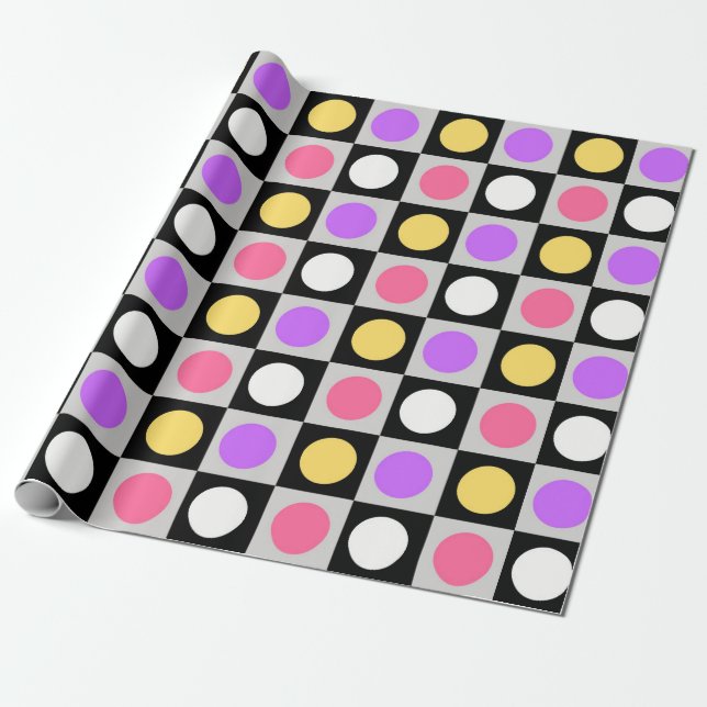 Geometric Circle Dots Pattern Wrapping Paper (Unrolled)