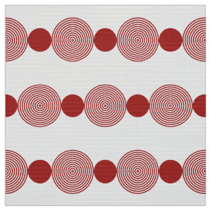 Geometric Circle Line Red & White Fabric
