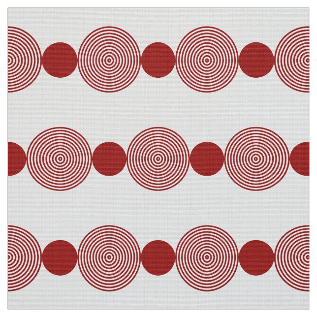 Geometric Circle Line Red & White Fabric (Swatch)