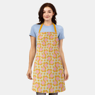 Geometric Circle Mid Century Flower Pattern Apron