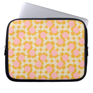 Geometric Circle Mid Century Flower Pattern Laptop Sleeve