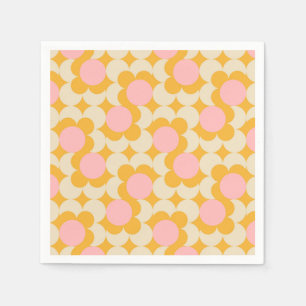 Geometric Circle Mid Century Flower Pattern Napkin